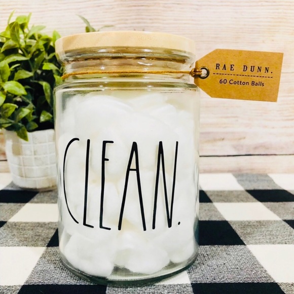 Rae Dunn Bath New Rae Dunn Clean Cotton Ball Holder Jar Bathroom